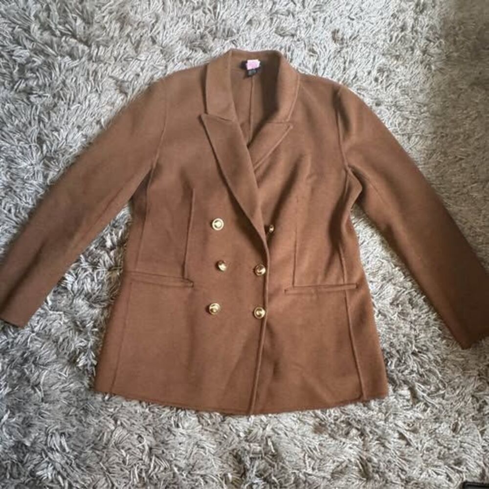 Express Women’s Brown Wool Blend Double Breasted Coat Size L